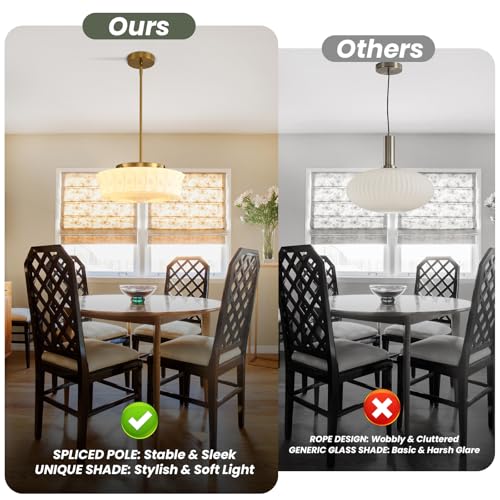 Milky White Glass Pendant Lights Kitchen Island, Mid Century Kitchen Island Lighting Fixure with Adjustable Height, Gold Vintage Kitchen Pendant Lighting over Island for Bedroom Bathroom Dining Room by Ovyiech - Used condition - Image 5
