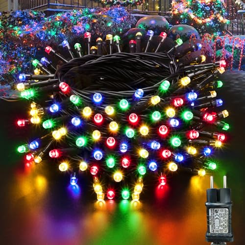 Moxled Lichterkette Weihnachtsbaum - 10M 100 LED Bunt Lichterkette...