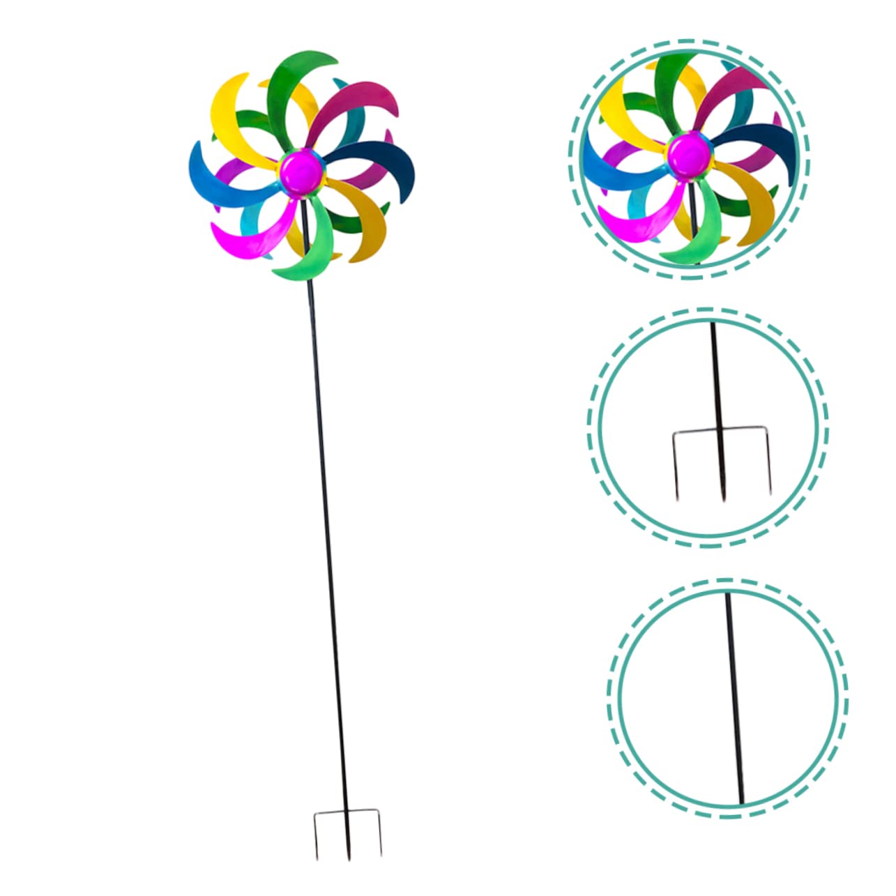 HANABASS Buntes Regenbogenwindrad Für Garten Windrad Wirbelwindrad Aus Eisenmaterial Für Junge Mädchen Party Windmühle Bunte Windmühle Spinner Für Terrassen Außen Dekoration