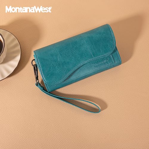 Image of Montana West Wallets for Women Large Phone Wristlet Wallets Trifold Money Organizers with Coin Purse and Wrist Strap