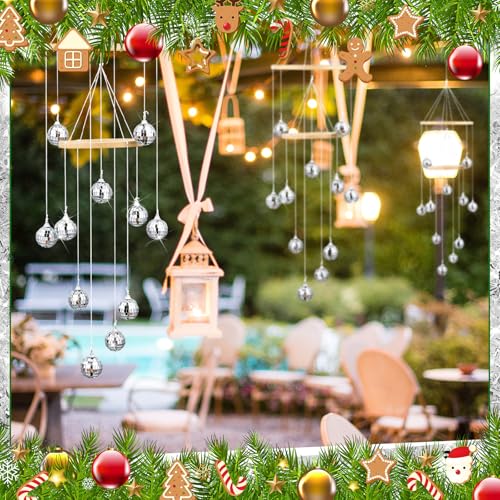 Image of Dazzling Christmas Disco Ball Ornament Moving Spiral Spinning Ball 32 Inch High Natural Bamboo Circle for Indoor Outdoor Porch Yard Garden Patio Room Xmas Party Decoration