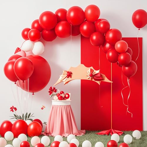 Image of Red Balloons 12 inch, 70pcs Red Latex Party Balloons for New Year Valentines Wedding Decorations