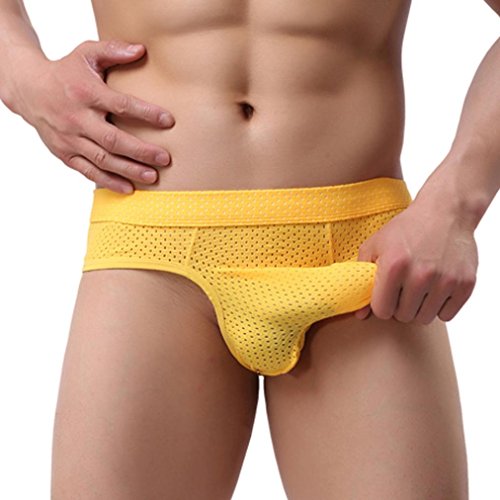 Hombres Ropa Interior Alta calidad Algodón Sexy Calzoncillos para hombre Boxers LMMVP (M, Amarillo)