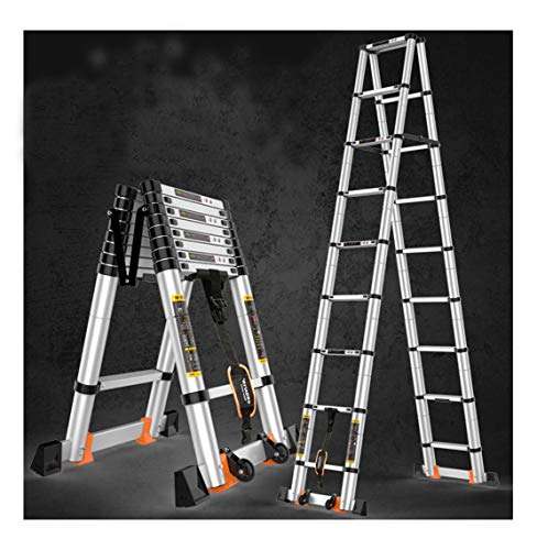 20ft Telescopic Professional Folding Aluminum Multi Purpose Telescoping Ladder Extension Ladder with Spring Loaded Locking (Ladder 5.4M+ 5.4M)