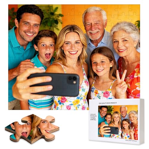 Custom Puzzle 120/200/300/500/1000/1500 Pieces, Personalized Puzzle from Your Own Photos, Customized Picture Jigsaw Puzzle Gift for Christmas Wedding Birthday Family