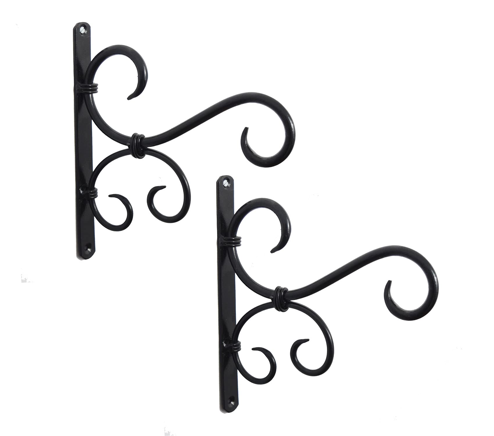 Decorative Wall Shelf Brackets – Heavy-Duty Metal Wall Mounts for Shelves, Hanging Plants, Lanterns & Curtain Rods – Rustic Bronze Scroll Design, Indoor & Outdoor Use (Black, Pack of 2)-image-46