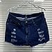 Summer Women All- Zipper in Waist Shorts Tassel Holes Blue Denim Short s1 Blue XS