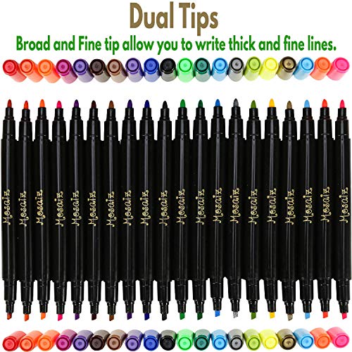 Dual Tip Fabric Markers with Gold and Silver 20 Colors Fine and Chisel Tip Permanent Ink Art Marker for Fabric Painting Writing on Cloth Laundry Clothes Canvas Bags Paint T-Shirts Shoes - Thumbnail 4