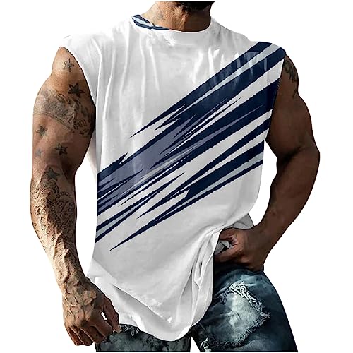 Men's 3D Linen Print Sleeveless Tank Tops for Summer Beach Fashion