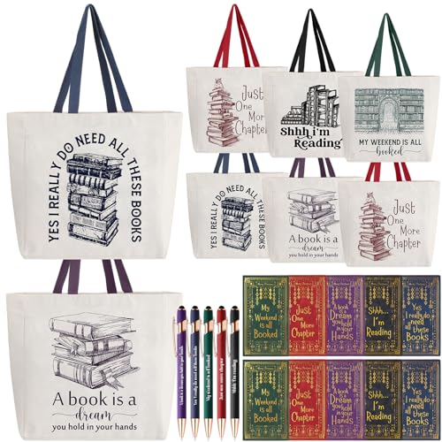 Sac fourre-tout en toile I'm Reading et carnet de notes en cuir pour les amateurs de livres