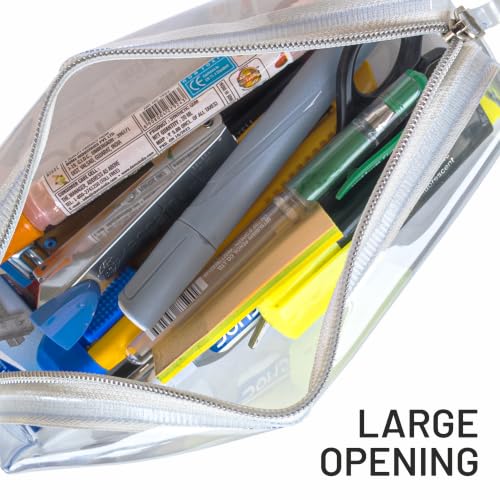 Image of Anupam Transparent Pencil Pouch with Zipper Closure,Transparent Pen Bag Organizer for School, Collage, Office, Cute Cosmetic Bag for Girls, Multi-Purpose Stationary Bag (Pack of 1)