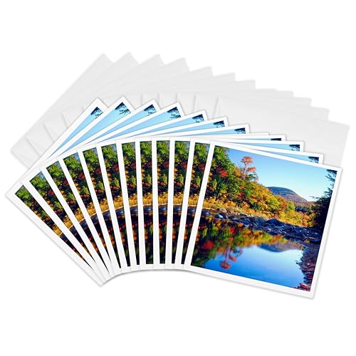 3dRose Greeting Cards - USA, New Hampshire, A waterfall in the White Mountains. - 12 Pack -...