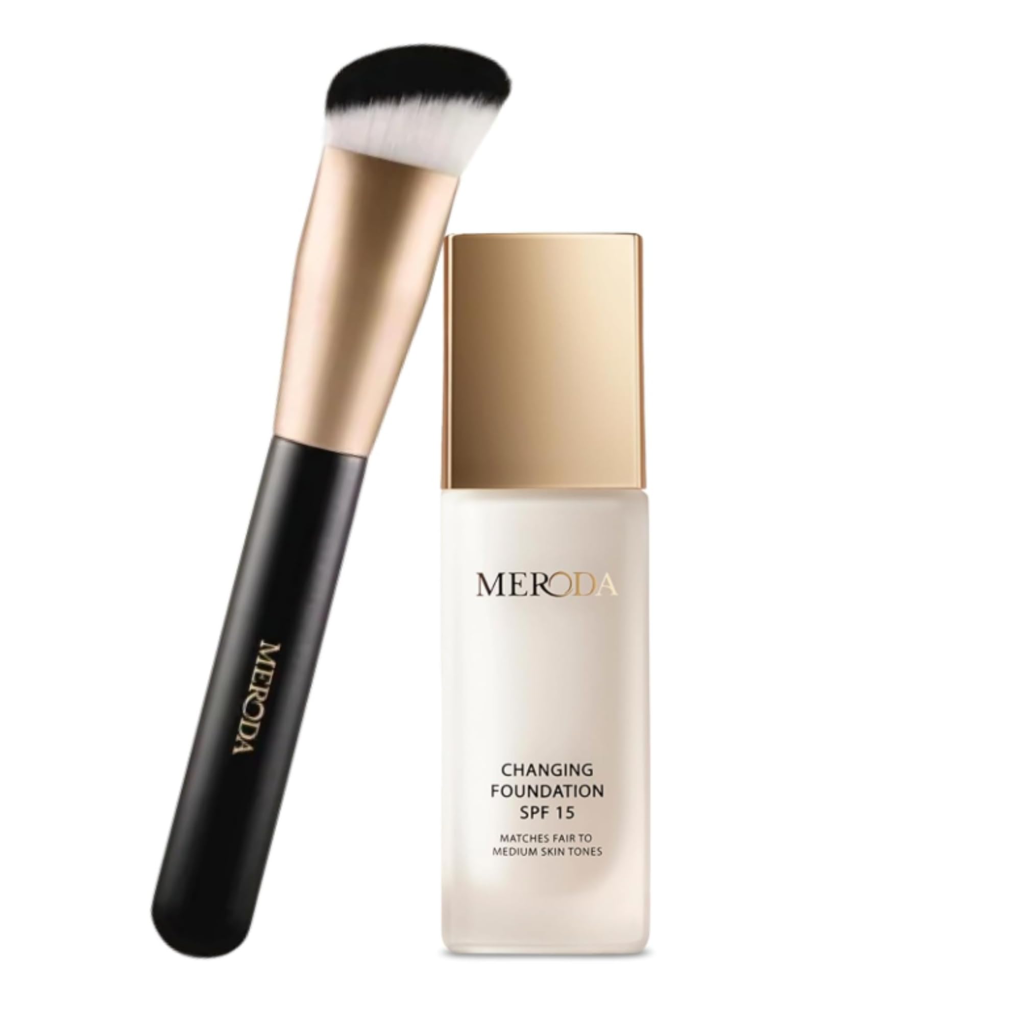 MERODA® Changing Foundation SPF 15 [LIGHT TO MEDIUM SKIN] - Essential Brush Set