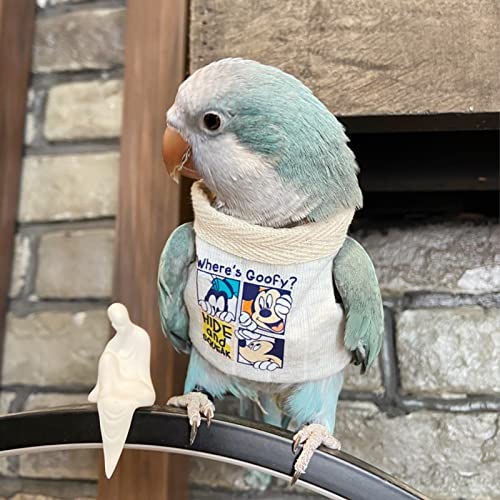Image of Bird Costume Diaper Flight Suit Frog Shape Hoodie Clothes Cosplay Photo Prop for Parrots Parakeet Cockatiel Sun Conure, Small Animals Apparel (White Without Hat, Large) (BPF1)