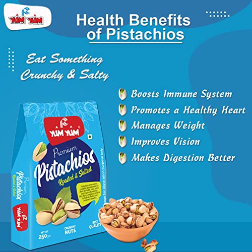 Image of YUM YUM Premium California Roasted & Salted Jumbo Size Pistachios Nut 500g Family Value Pack of 2 (250g Each)| Pista Dry Fruit | Super Crunchy & Delicious Healthy Nuts | Gluten Free & Low-Calorie