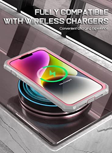 Coque iPhone 14 Poetic Guardian rose et transparente intégrale - 4