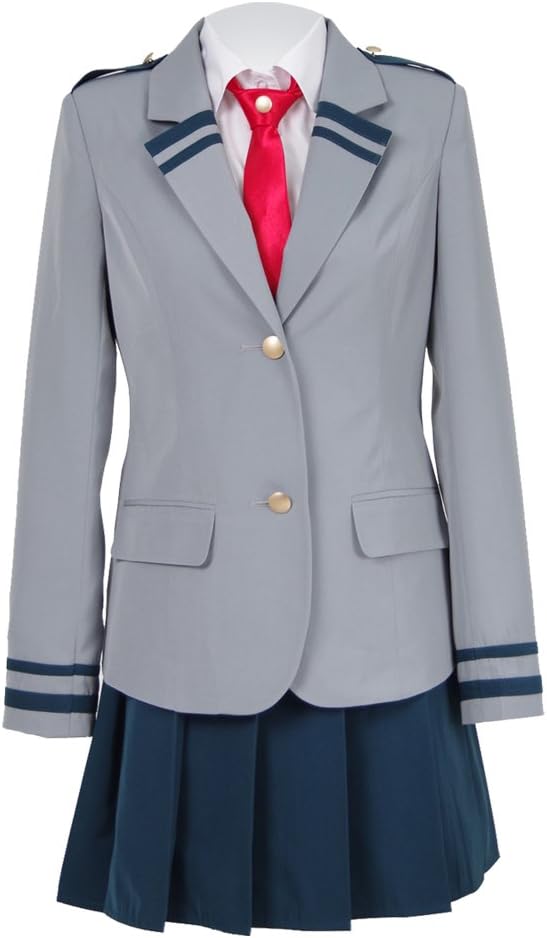 RongJun Womens Boku No Hero Academia Cosplay Costume Tsuyu Asui School Uniform Halloween Jacket Shirt Skirt Full Set RongJun Womens Boku No Hero Academia Cosplay Costume Tsuyu Asui School Uniform Halloween Jacket Shirt Skirt Full Set
