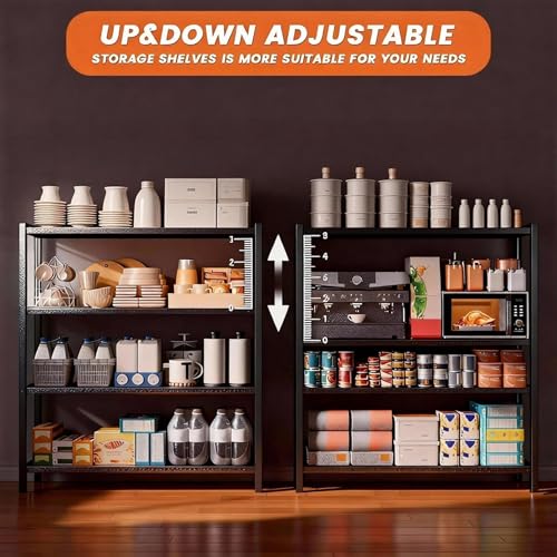 Image of Kitchen Baker's Rack, 4-Tier Metal Rack with Solid Shelves, Microwave Stand Storage Organizer for Kitchen or Dining Room - 39.4 inch W x 15.7 inch D x 54.3 inch H