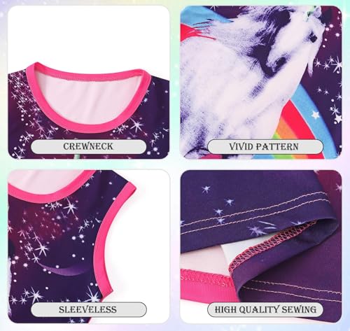 Jurebecia 2Pcs Girls Nightgowns Toddler Unicorn Nightdress Sleeveless Nightie Dress Pajamas Kids Sleep Shirts Sleepwear4