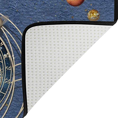 Tapis de sol système solaire et zodiaque Ruchen en velours corail doux pour chambre - 203x147cm