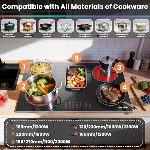Image of Electric Cooktop 30 Inch 5 Burner 8400W High Power 240V
