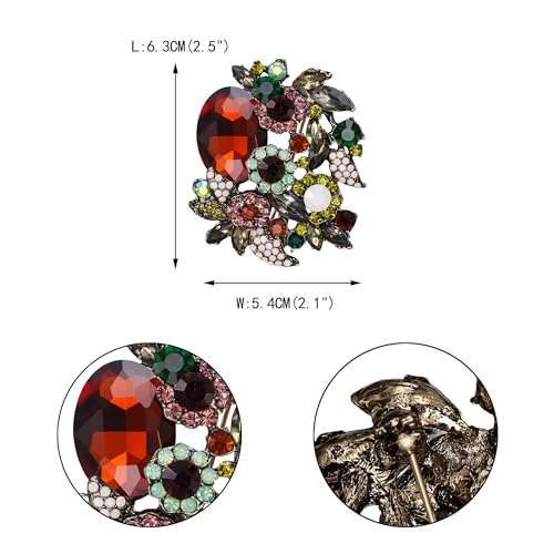 Image of EVER FAITH Rhinestone Crystal Party Flower Leaf Vine Brooch