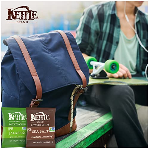Image of Kettle Brand Potato Chips, Variety Pack of Sea Salt and Jalapeno, 1 Oz, 10 Ct (Pack of 2)