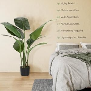 Artificial Bird of Paradise Plant Fake Tropical Palm Tree for Indoor Outdoor, Perfect Faux Plants for Home Garden Office Store Decoration (H 120cm) Artificial Bird of Paradise Plant Fake Tropical Palm Tree for Indoor Outdoor Perfect Faux Plants for Home Garden Office Store Decoration H 120cm