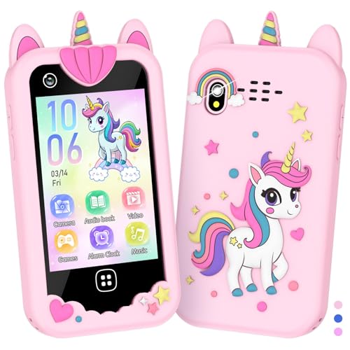 Kids Smart Phone for Girls Boys – Kids Cell Phone Toys Ages 3-10 with Touchscreen, Dual Camera, Music Player, 17 Games Toddler Learning Phone Birthday Gifts for 3 4 5 6 7 8 Years Old, 8GB Card, Pink
