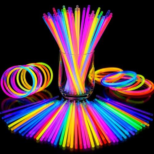 Cpeelsdo Knicklichter Party Set für Kinder, 100 Leuchtstäbe, 7 Farben, DIY Party Deko für Neonparty, Kindergeburtstag, Halloween, Hochzeit und Festival