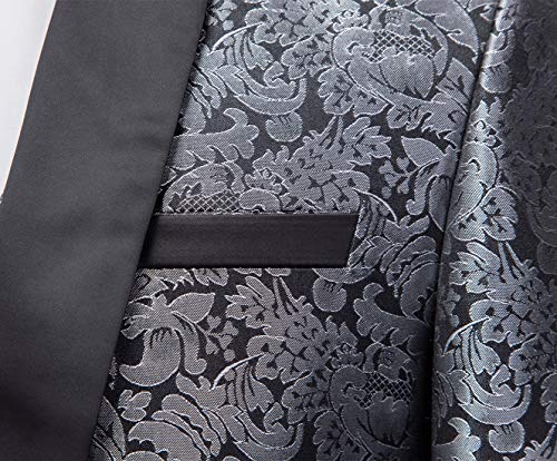 MOGU Mens 3 Piece Suit Slim Fit Shawl Lapel Tuxedo for Daily Business Wedding Party (Suit Jacket + Pants + Vest)3