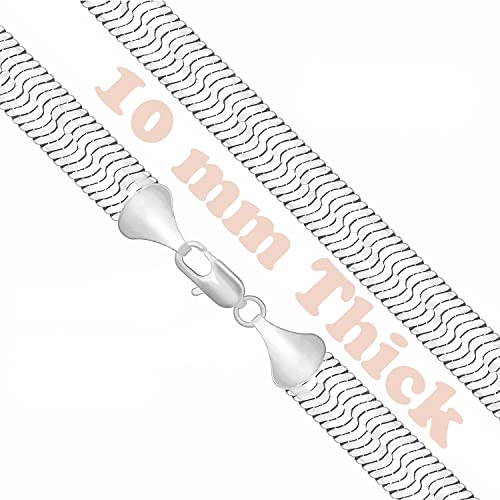 TUOKAY 10mm Thick Herringbone Chains Necklace Men Women Silver Herringbone Necklace Hip Hop Chains for Rapper Gangsta3