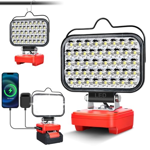 Lampe für 18V PXC Power X-Change Akku Hell Baustrahler Taschenlampe Light Tragbare LED-Licht für Battery Arbeitsleuchte Flutlichter Zubehör für Baustellen Autoreparaturen Camping(Kein Akku)