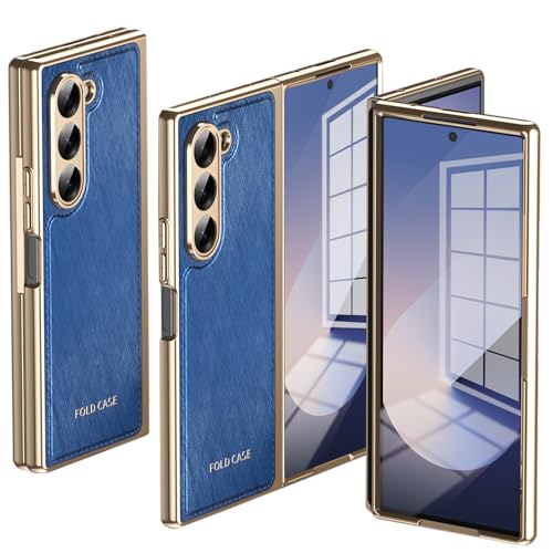 Coque Galaxy Z Fold 6 en cuir PU bleu étui premium antichoc