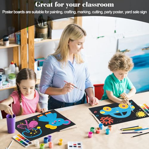 Image of 18 Pcs Black Poster Board Paper 12x18, ROOKEA Vision Boards Posterboard Bulk for School Projects Classroom Arts Craft Presentations Drawing Scrapbooking Blank Graphic Display