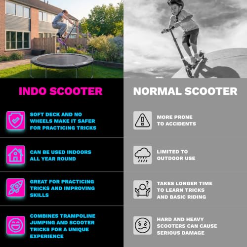 Image of Indo the Trick Scooter - Tramp Scooter for Teenagers & Adults - 6-15 Years - Trampoline Scooter Ideal for Trampoline Stunt Exercises, Professionals & Beginners - Indoor & Outdoor Freestyle