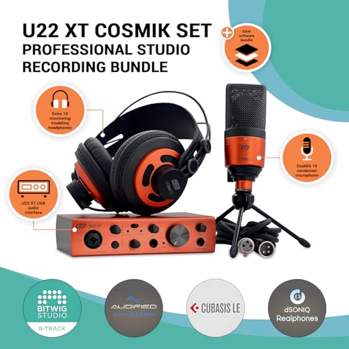 U22 XT cosMik Set: All-In-One Recording Bundle with Interface, Mic, Headphones, and Software for Professional Studio Quality - Thumbnail 2