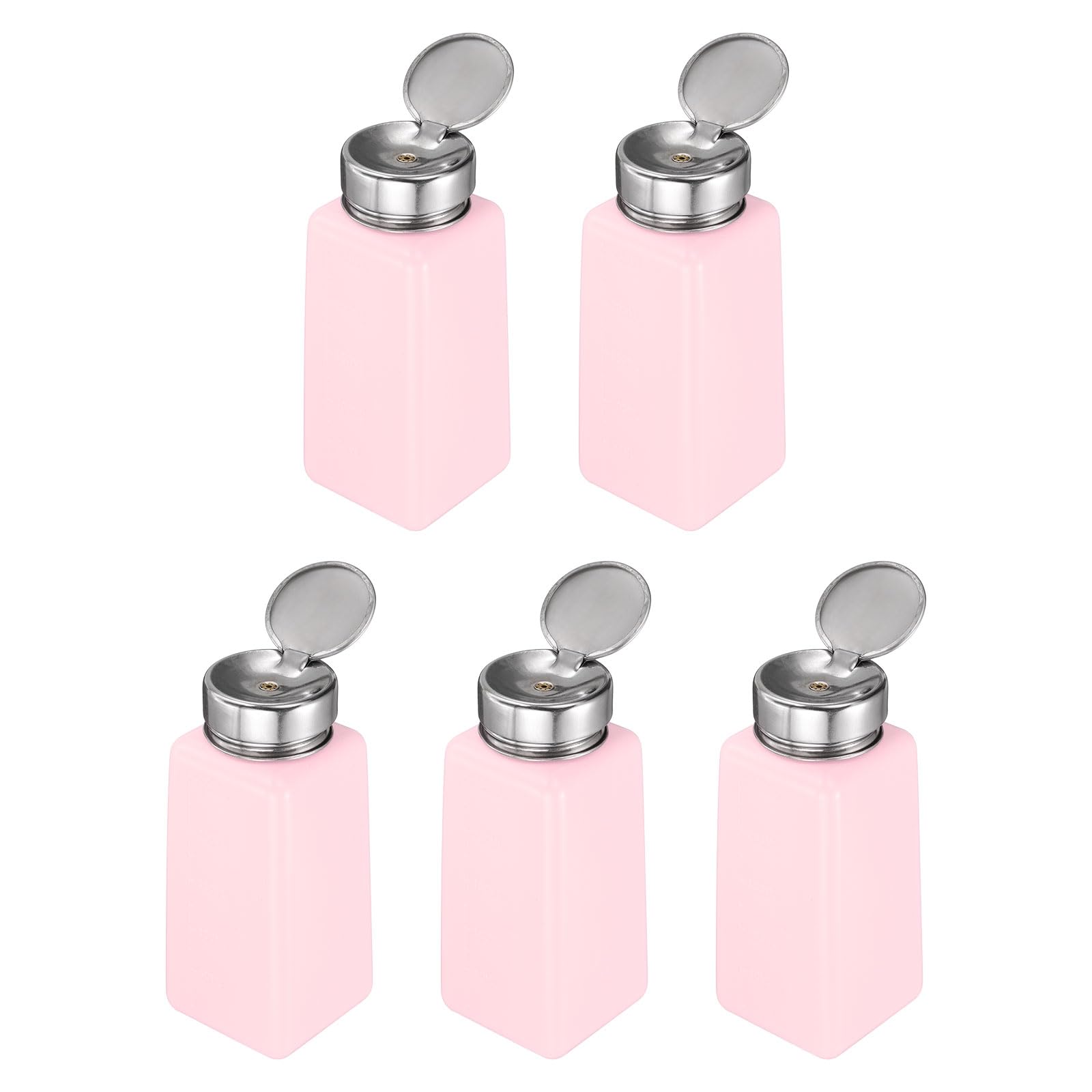 HARFINGTON 5 dispensadores de alcohol solvente de 250 ml, removedor de esmalte de uñas, dispensador de líquido, botella dispensadora de líquido con cabezal de presión de acero inoxidable para solución