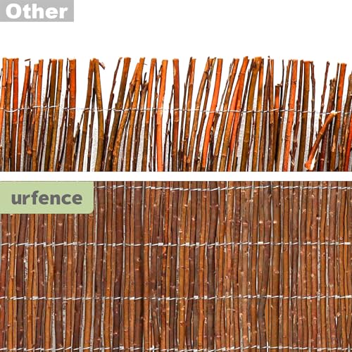 UrFence Balkon Sichtschutz Weide 80x300 cm - Gartenzaun Weidenzaun - Balkonverkleidung Wetterfest - Sichtschutzmatte Holz - Sonnenschutz Sichtschutzzaun Garten Terrasse Weidenmatte Rollzaun Holzzaun