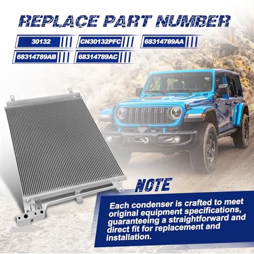 Image of Air Conditioning A /C Condenser Compatible with Jeep Wrangler 2018-2021 Gladiator 2020-2021# 30132, CN30132PFC, 68314789AA, 68314789AB, 68314789AC