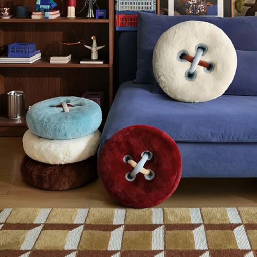 Oreiller d'assise duveteux bouton pour cocooning sur canapé et lit douillet - 5