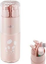 Travel Cups, Toothbrush Cup, Toothbrush, Portable Travel Cases, 2 x 45ml, Soap Dispenser Bottle, Mirror, Comb, for Camping, Business Trip (Pink)