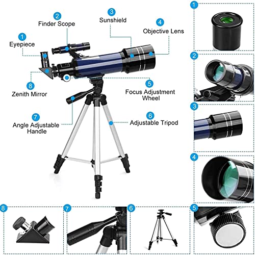 Telescopio astronómico refractor 70mm para principiantes miniatura 6