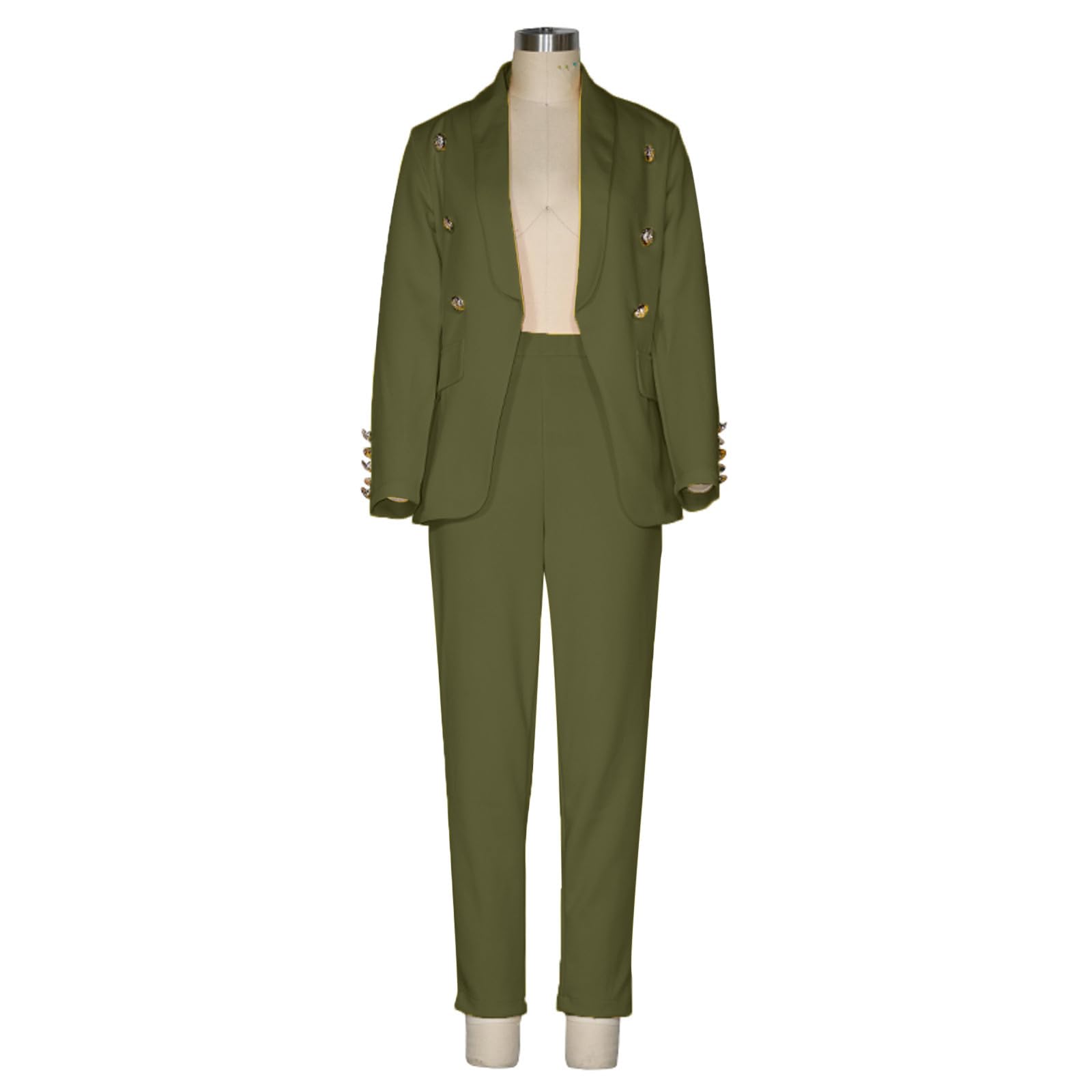 Generico Conjunto de mujer elegante conjunto de trabajo con solapas y botones curvados conjunto casual manga larga pantalones chaqueta ropa confort para oficina ocasiones formales y eventos