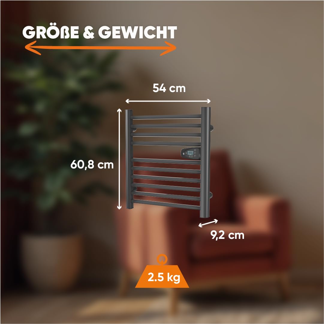 BESTHERM - Sèche-serviette électrique sans fluide 300W H.62xL54cm HESTIA noir