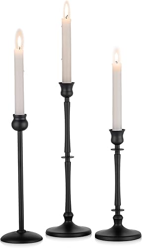 Miniatura 1 de Nuptio Portavelas color negro mate para candelabros y velas cónicas, juego de 4 portavelas simples para candelabros para chimenea, mesa de comedor,