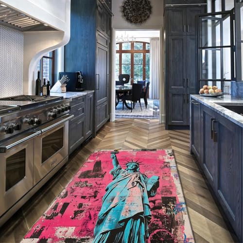 Tapis lavable graffiti rose et bleu grand jeté de sol pour salon - 2
