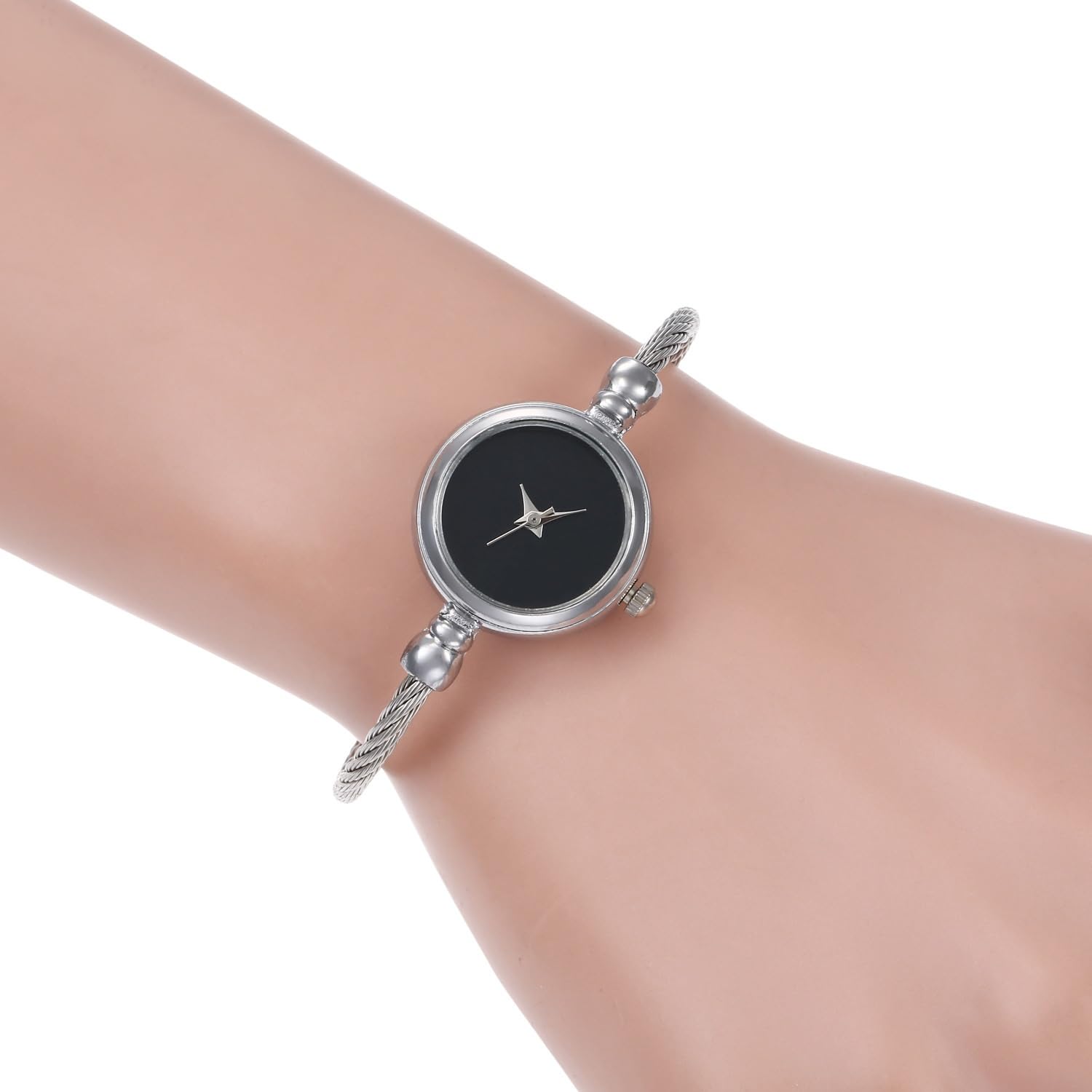 Hiffey Women's Silver Black Small Gold Watches Bangle Bracelet Luxury Watches Quartz Wristwatches Casual Watch For (Color : )