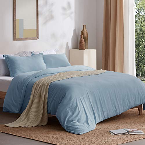 Sleep Zone King Size Duvet Cover With Zipper Closure & 8 Corner Ties - Super Soft & Breathable All Season Comforter Cover Set 3 Pieces (Washed Blue, King) #TOP6