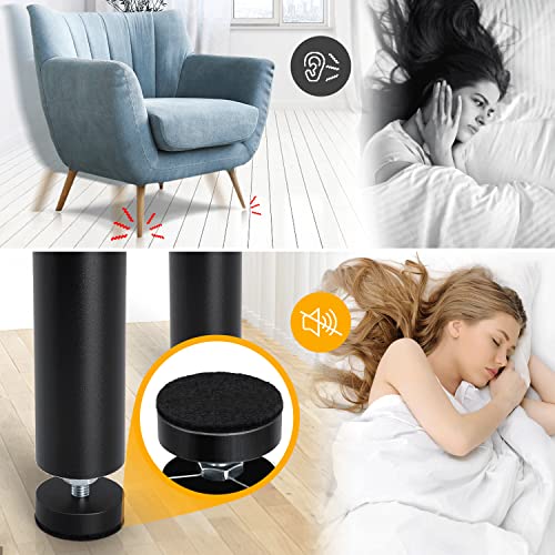 Waycosy Adjustable Metal Furniture Legs 6 Inch, 4 Pcs Sofa Replacement Legs M8 Thread, Adjustable Height Round Mordern Black, Replacement Couch Legs For Couch, Furniture, Chairs, Bed #TOP3